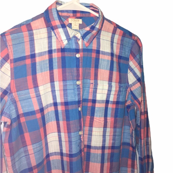 Woman J. Crew Factory Plaid Button Down Shirt SP - Picture 4 of 8